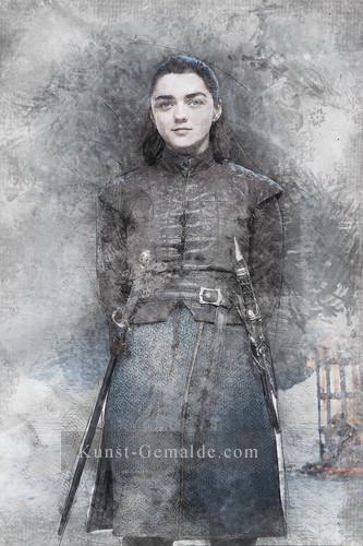 Porträt von Arya Stark Skizze Spiel der Throne Ölgemälde